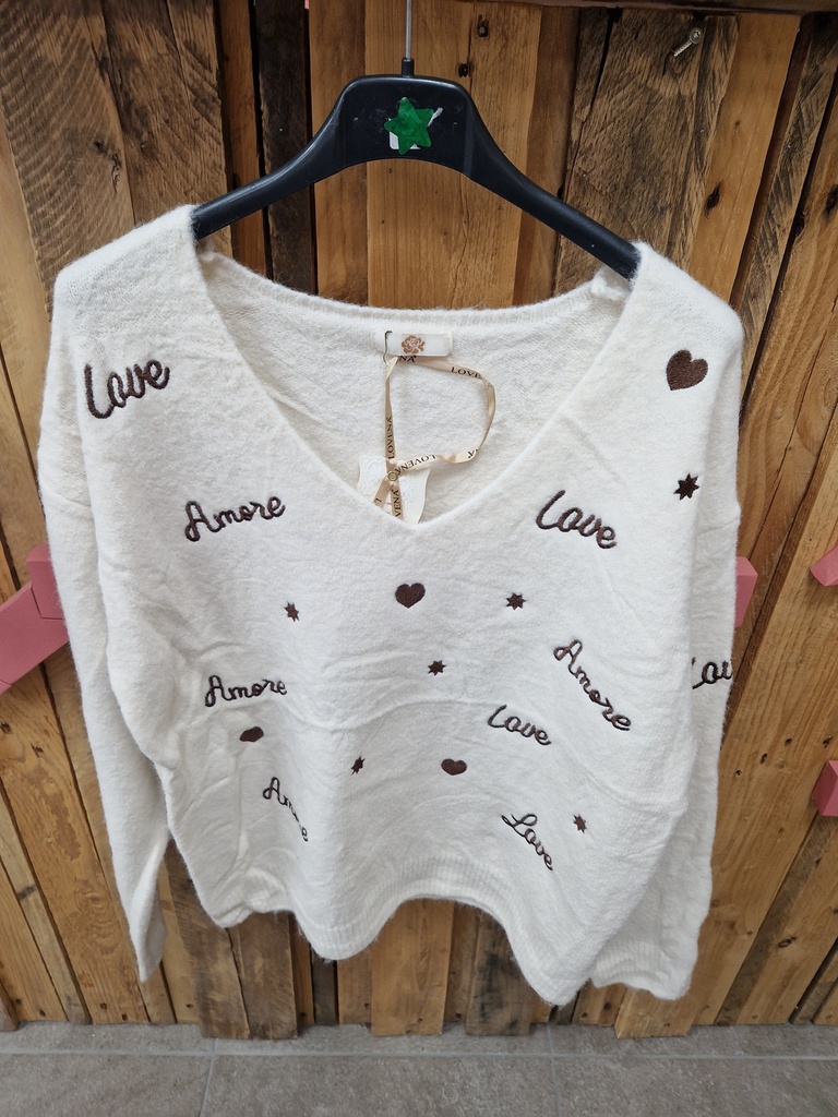 Pull love amore brodé