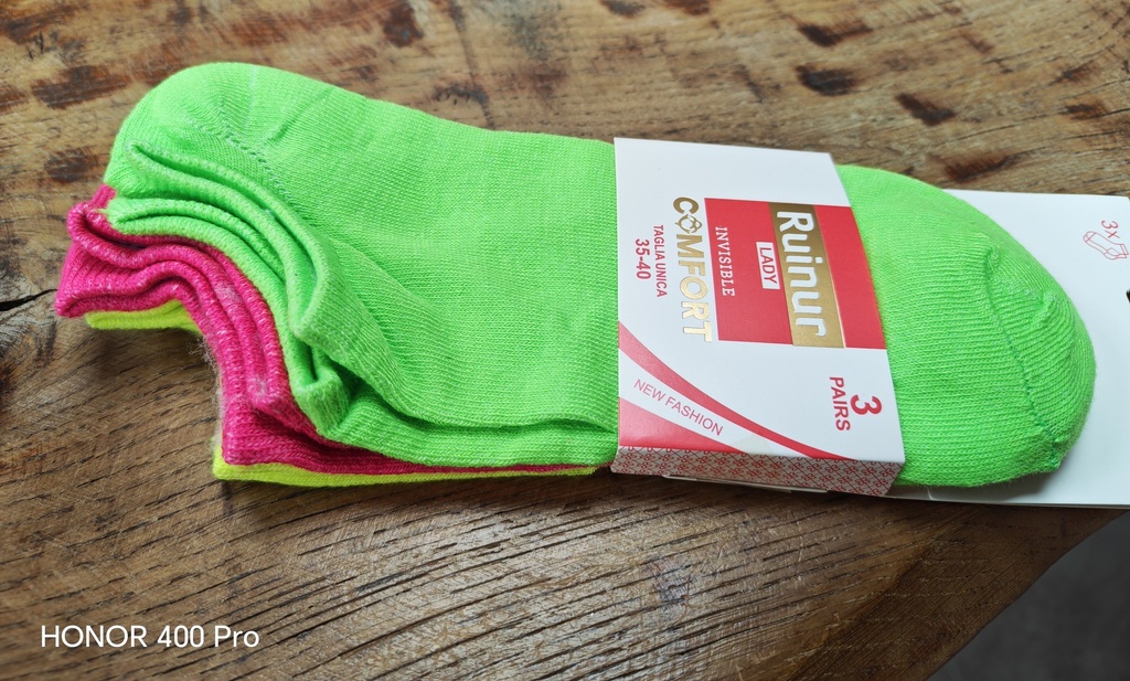 Pack 3 paires socquettes fluo 35/40 - Vert/Magenta/Jaune