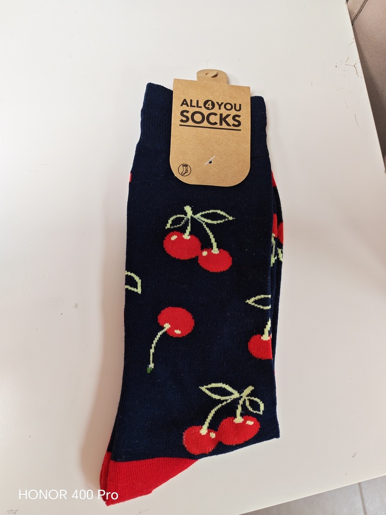 Chaussettes funny cerise marine/rouge
