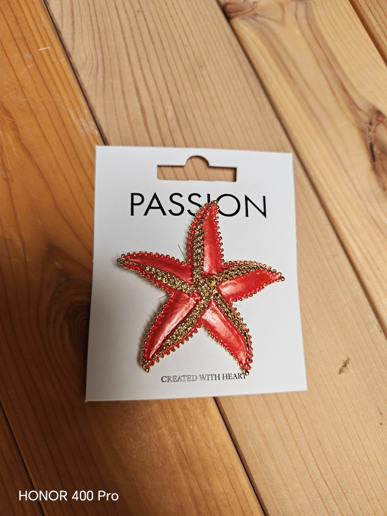Broche aimantée étoile de mer orange