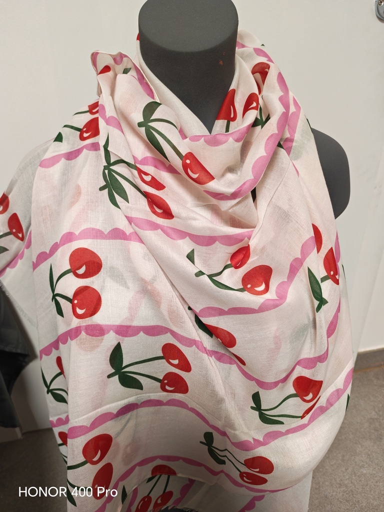 Foulard cerise beige-rose