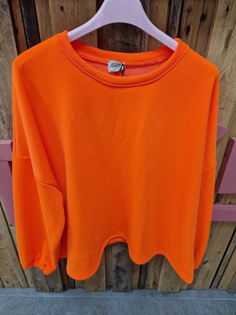 Pull sweat Good Vibes orange fluo