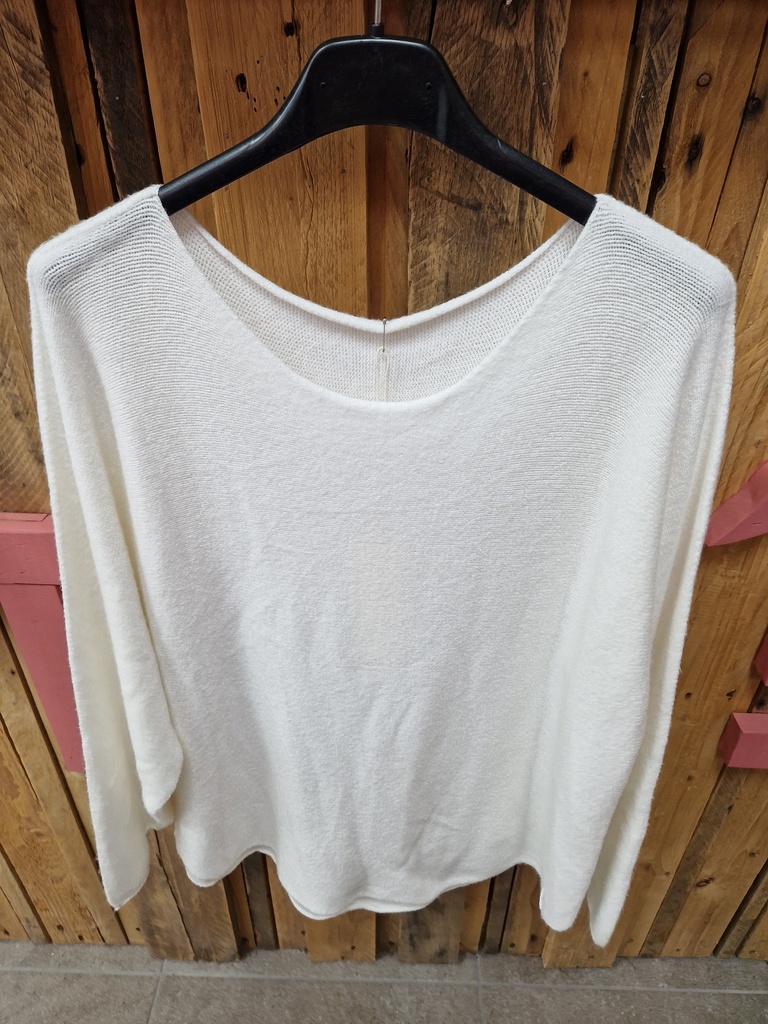 Pull "Indila" col rond Ecru