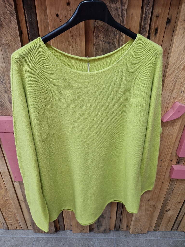 Pull "Indila" col rond Vert anis