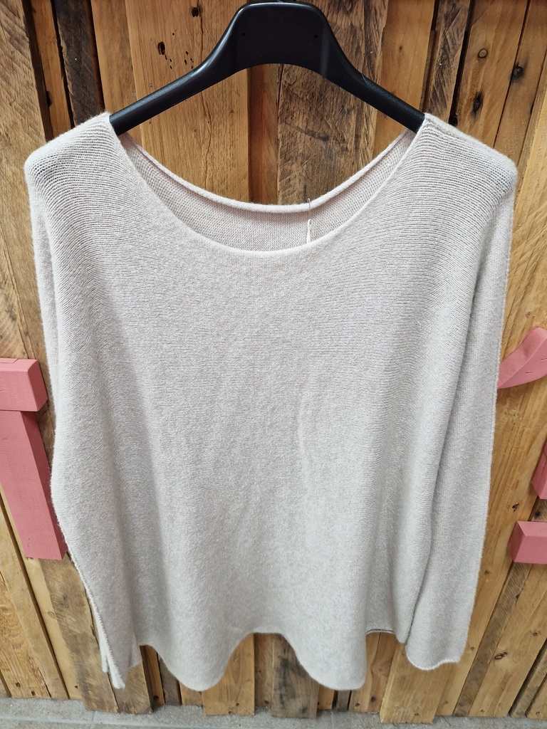 Pull "Indila" col rond Beige