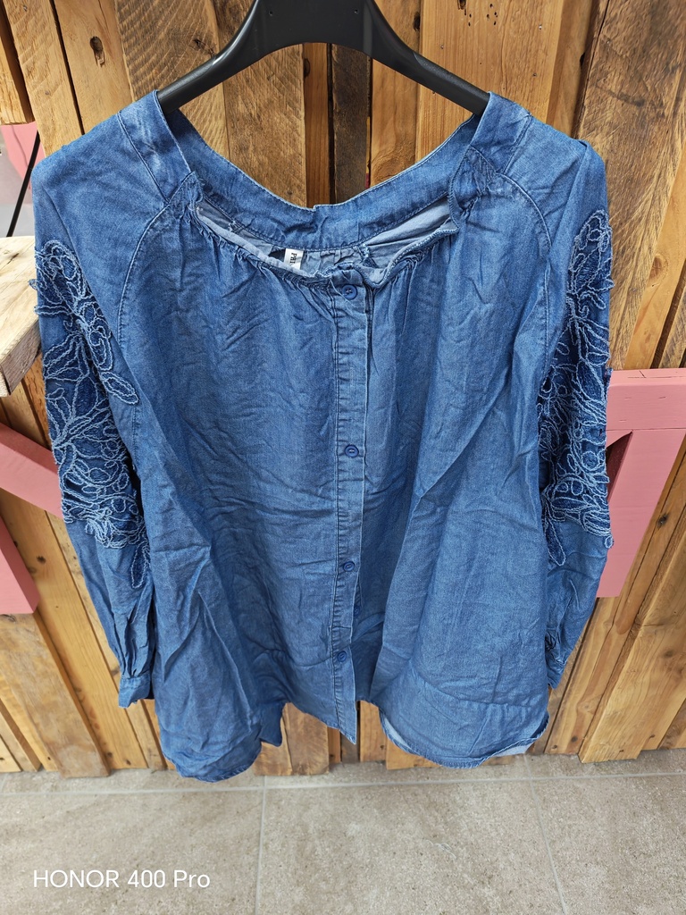 Chemise "Lucas" Jeans-Broderie Bleu Moyen