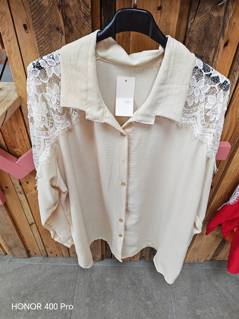 Chemise "Dentellia" Beige