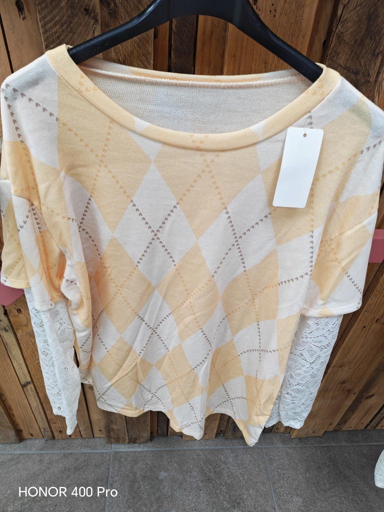 Pull dentelle "Losie" Jaune