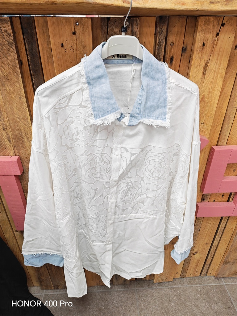 Chemise col jeans "Jina" Blanche