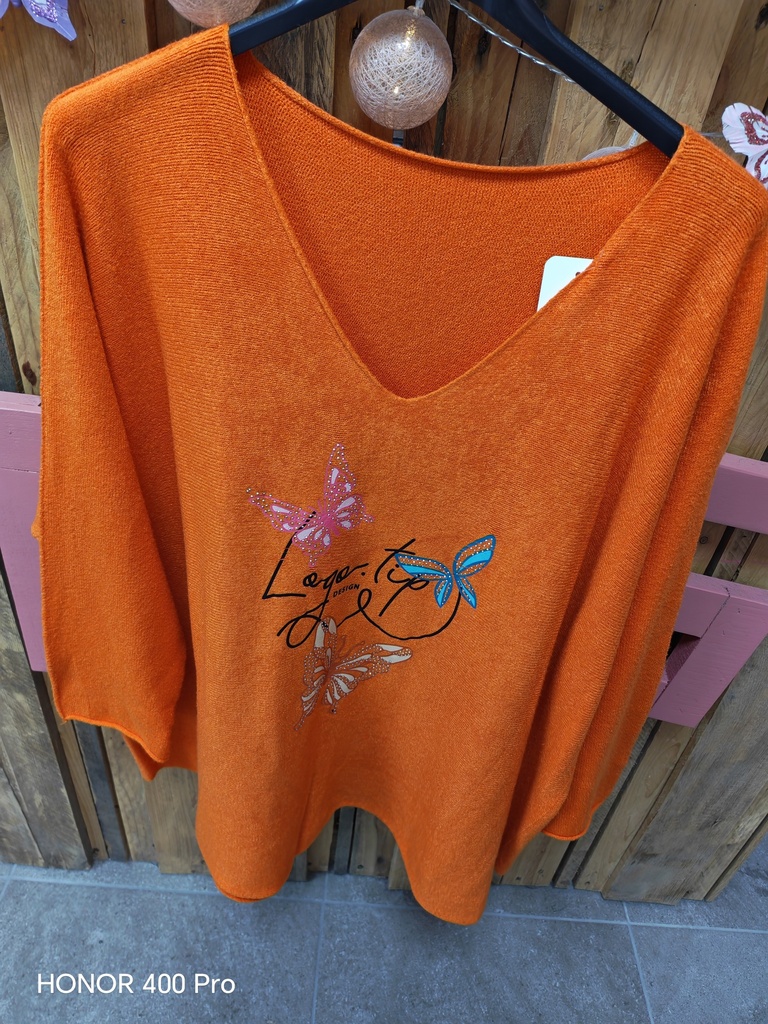 Pull papillons orange
