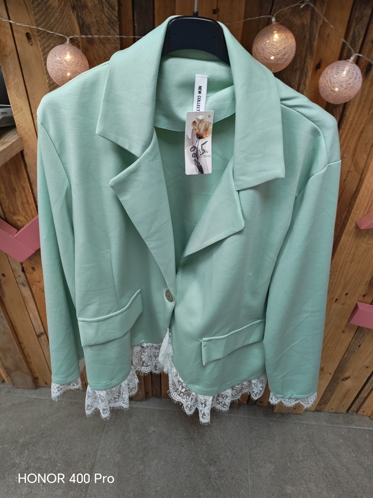 Blazer dentelle vert eau