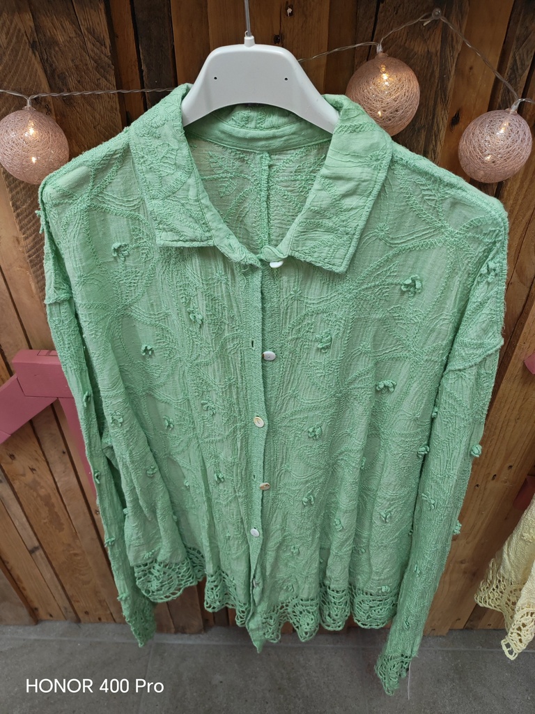 Chemise crochet vert eau