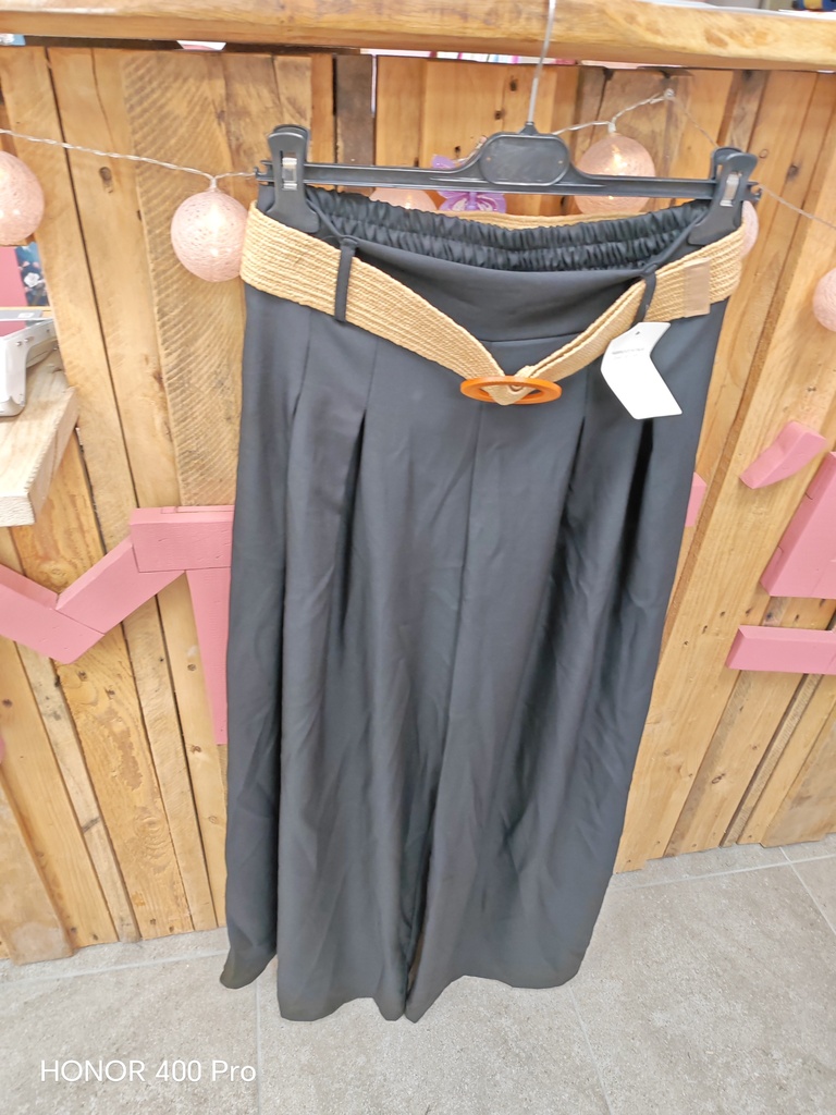 Pantalon coupe large "Melina" avec ceinture noir