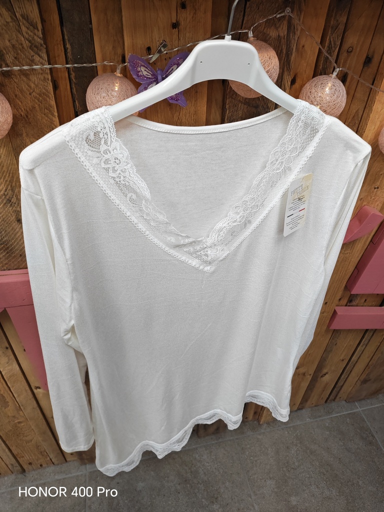 Top dentelle asymétrique "Donna" PT blanc