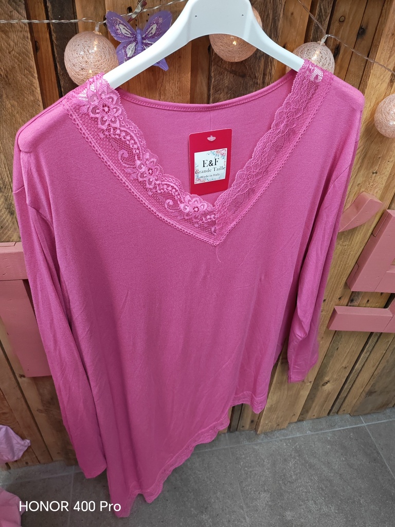 Top dentelle asymétrique "Donna" PT fuchsia