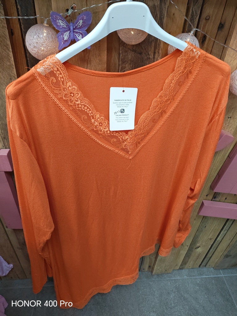 Top dentelle asymétrique "Donna" PT orange
