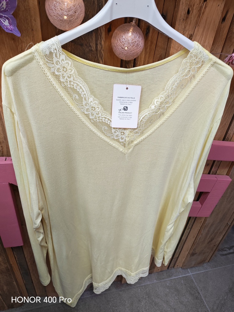 Top dentelle asymétrique "Donna" PT jaune