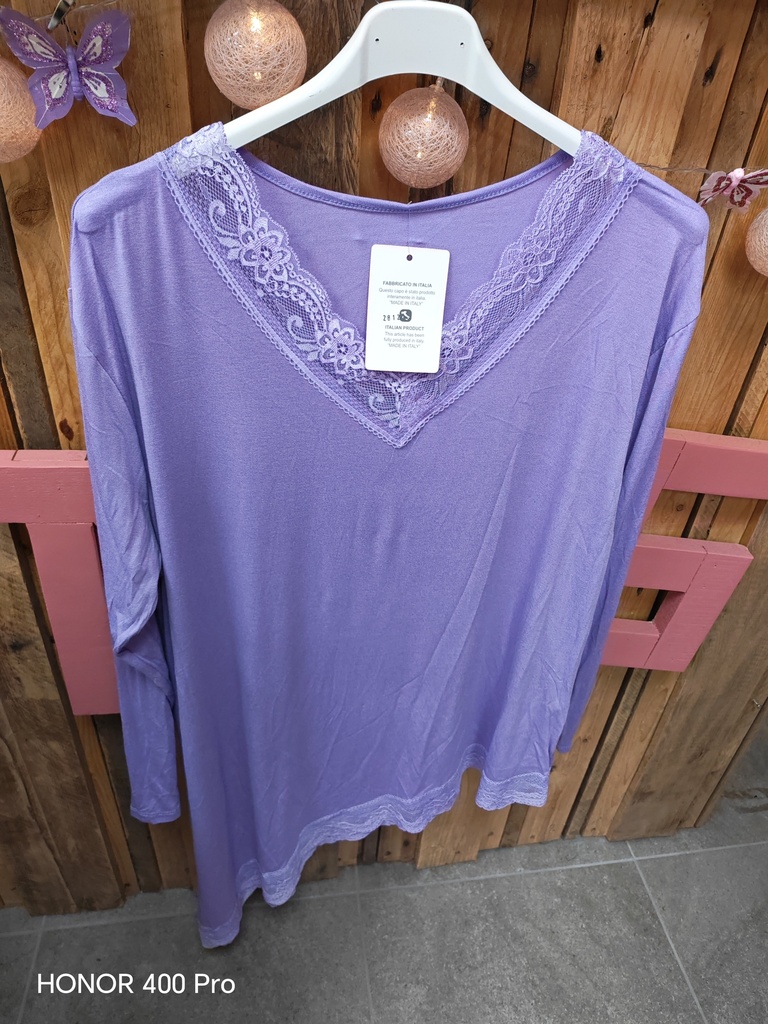Top dentelle asymétrique "Donna" GT lilas