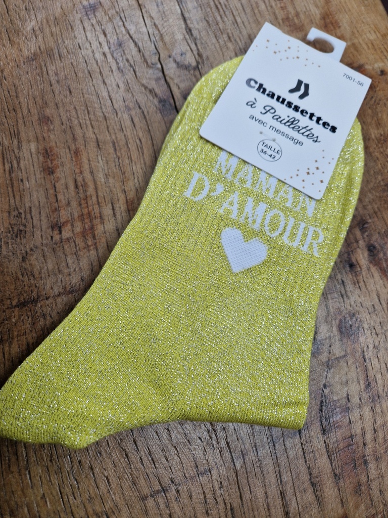Chaussettes maman d'amour - 36/42 - Vert anis