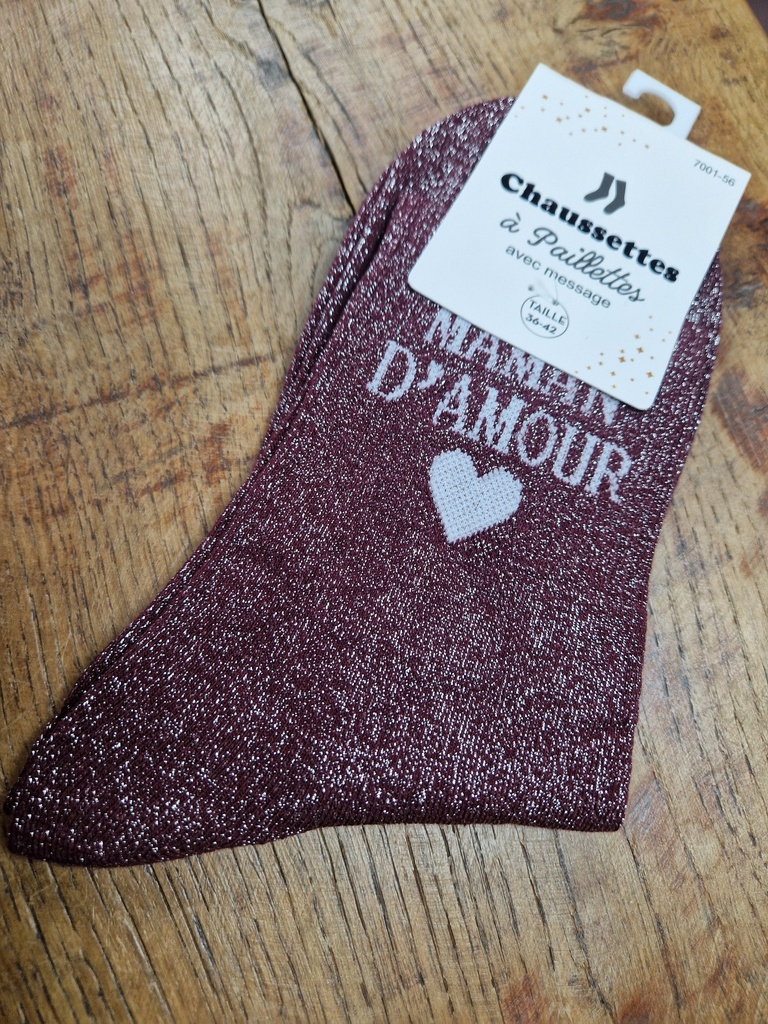 Chaussettes maman d'amour - 36/42 - Bordeaux