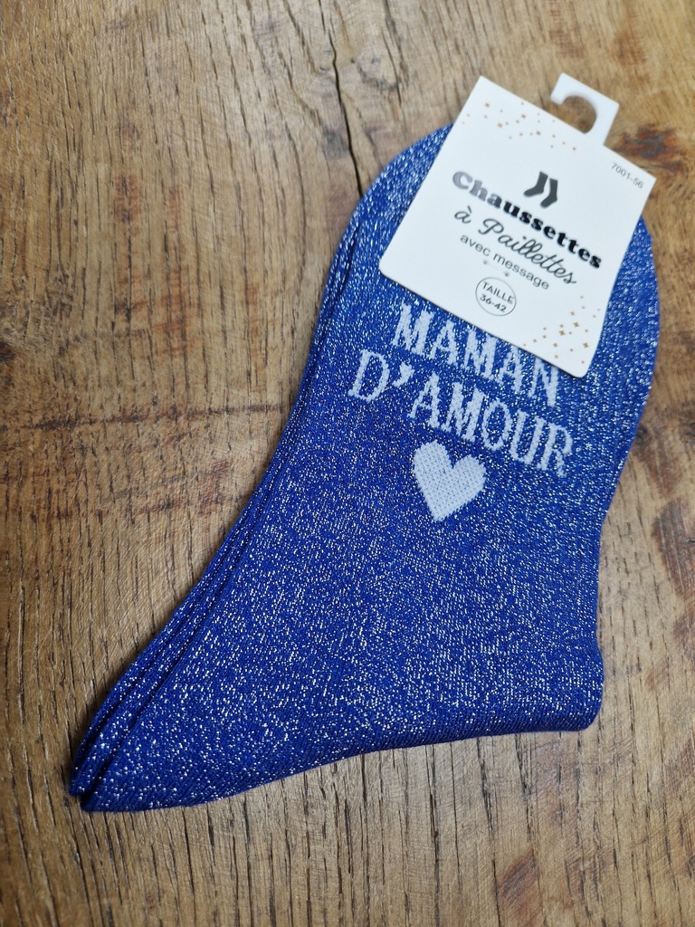 Chaussettes maman d'amour - 36/42 - Bleu roi