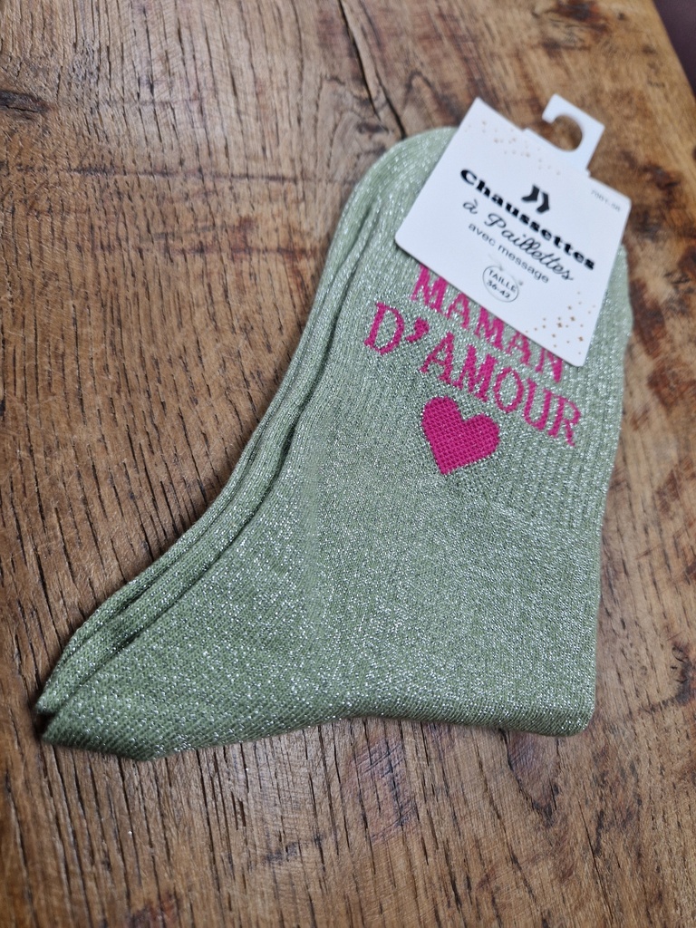 Chaussettes maman d'amour - 36/42 - Vert