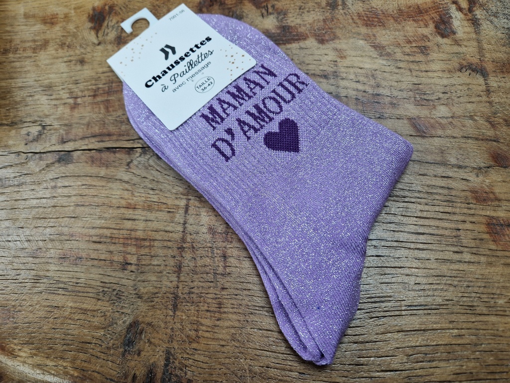 Chaussettes maman d'amour - 36/42 - Lilas