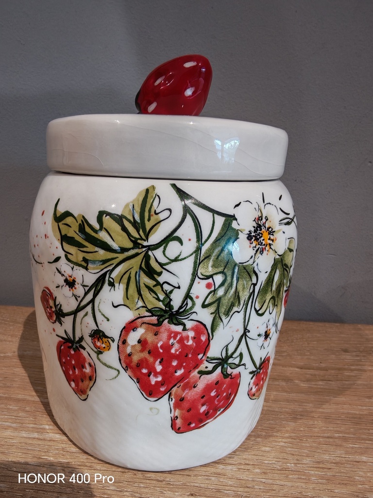 Pot conserve fraise porcelaine