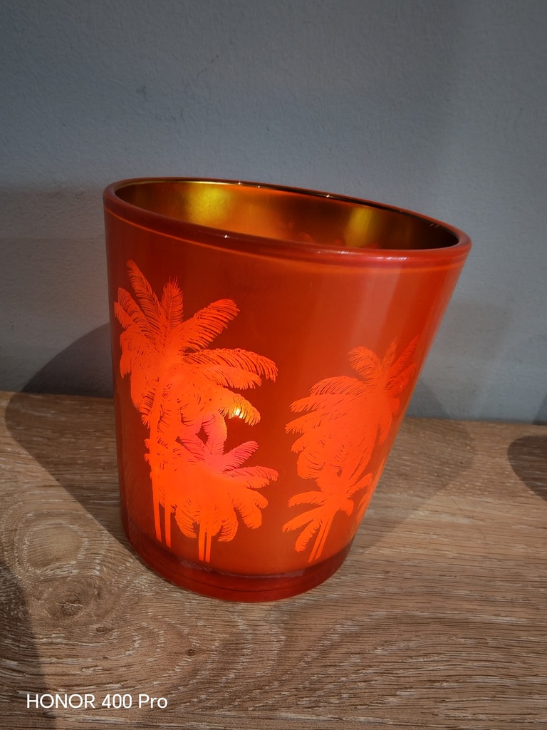 Grand bougeoir palmiers orange