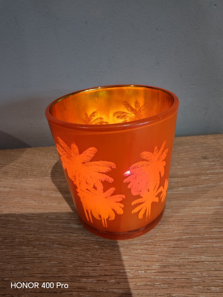 Petit bougeoir palmiers orange