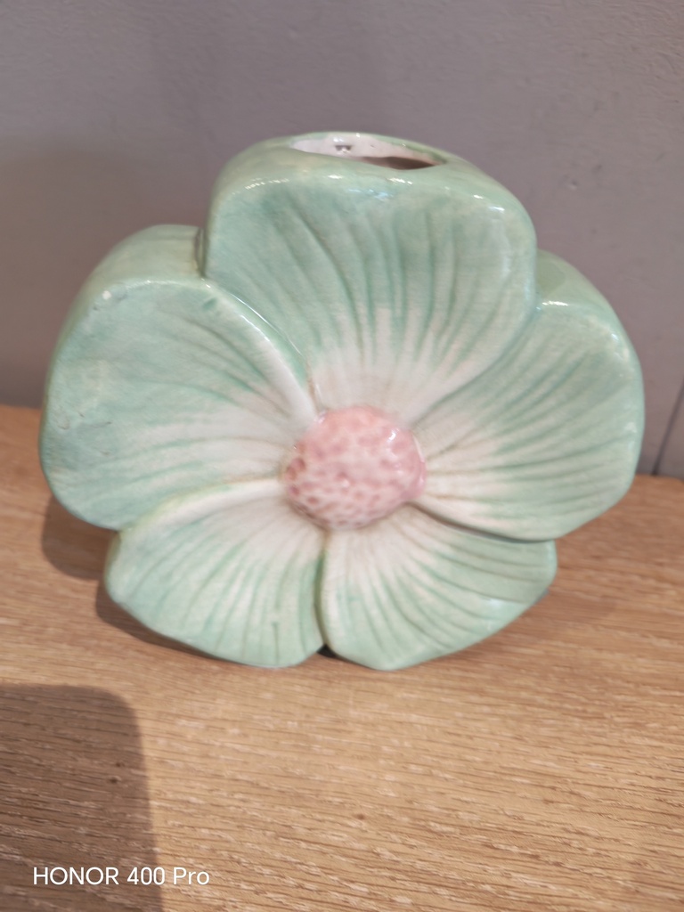Vase fleur vert et rose