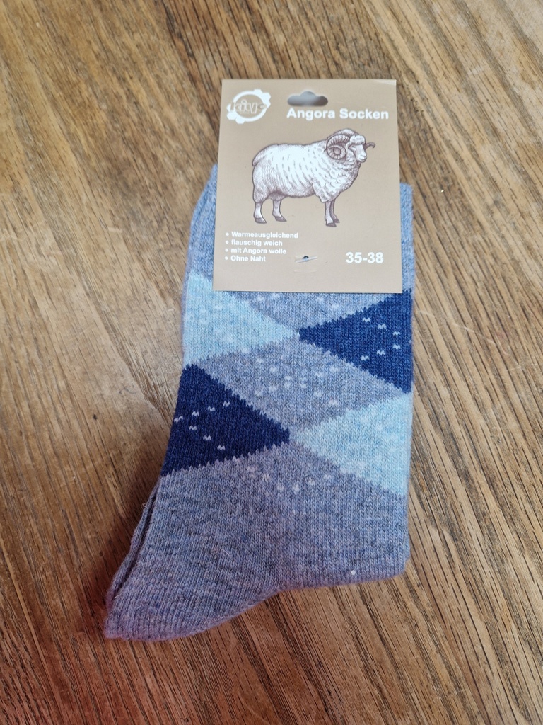 Chaussettes Angora 35/38 - Losanges tons bleus