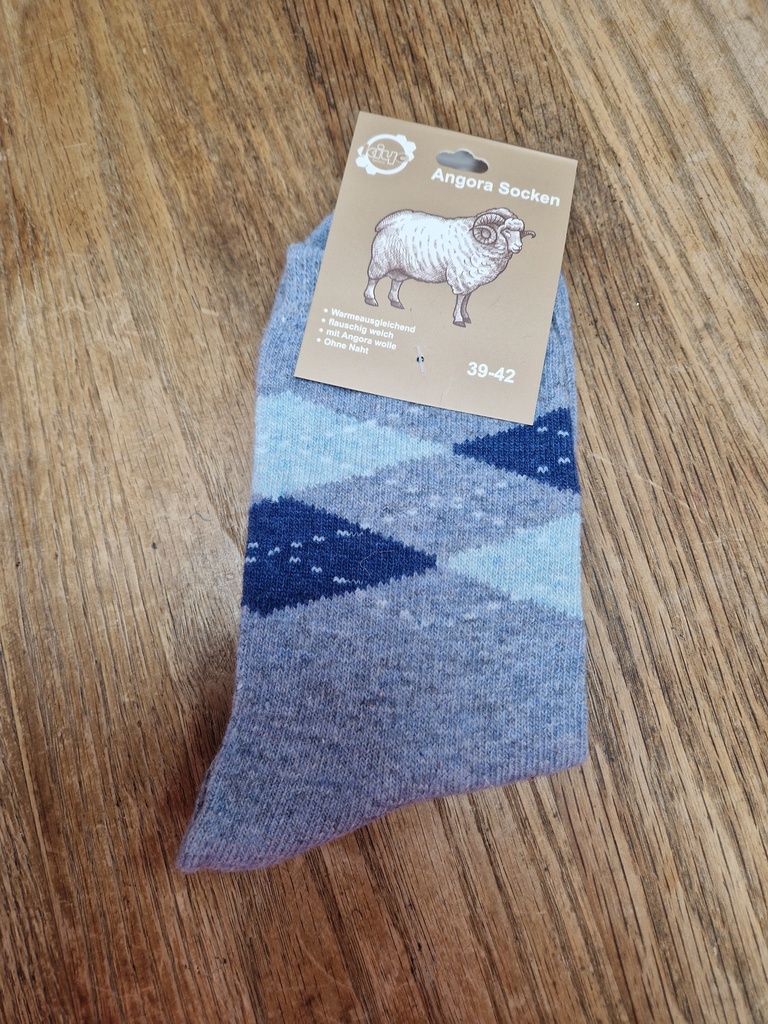 Chaussettes Angora 39/42 - Losanges Tons bleus