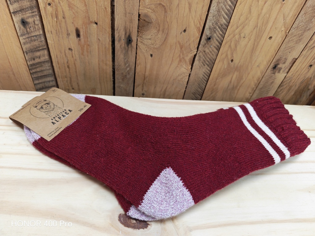 Chaussettes Alpaga 2lignes 36/41 - Bordeaux