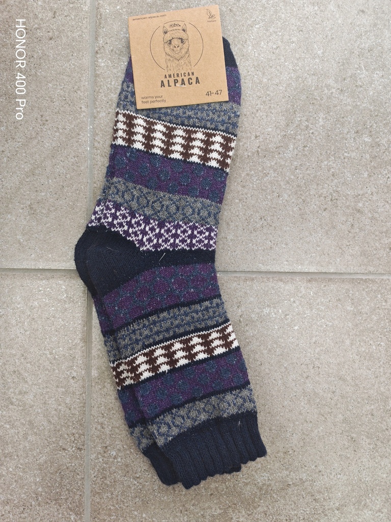 Chaussettes Alpaga Motif bulles 41/47 - Marine