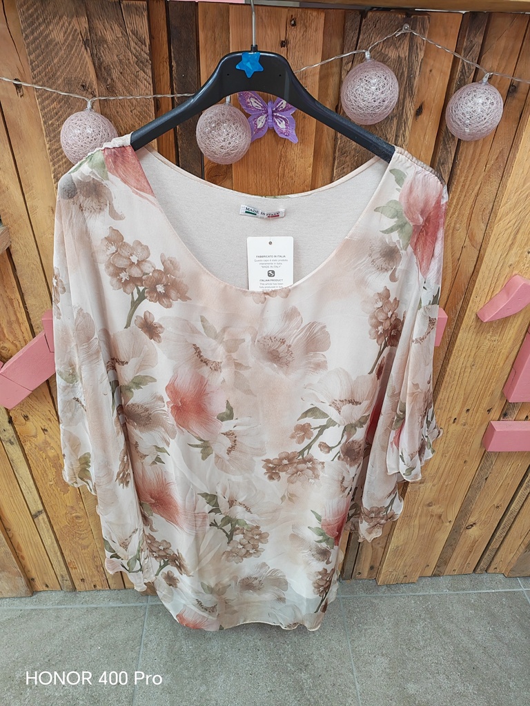 Blouse voile Amalya fleurie beige