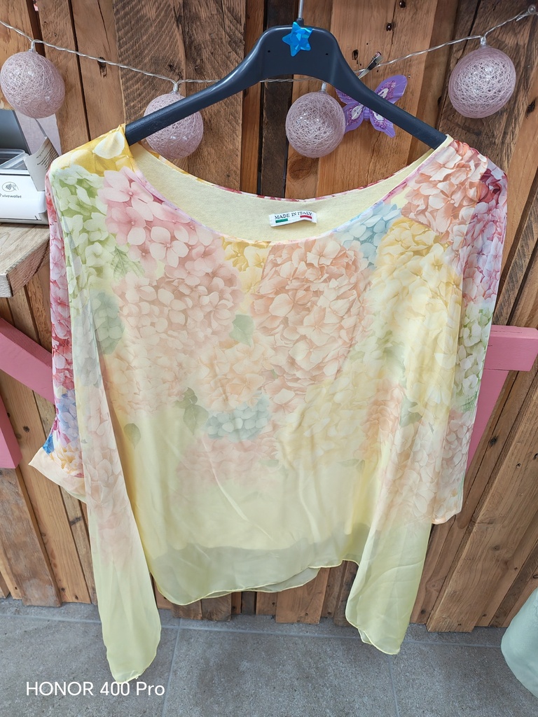 Blouse voile Floria fleurie jaune