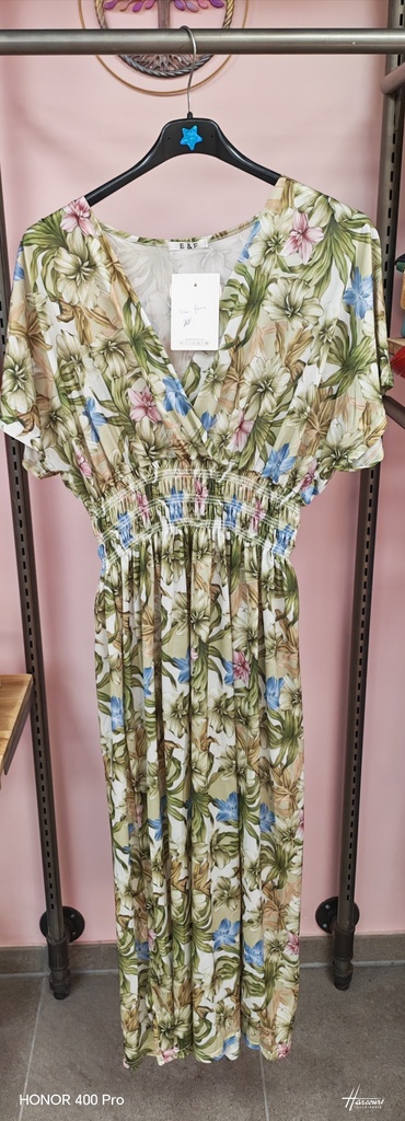 Robe Malia fleurie vert longue