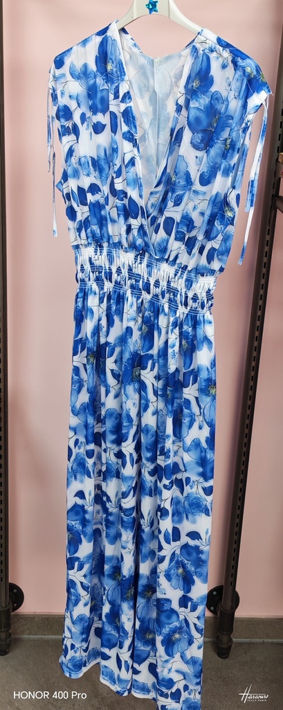 Robe Longue Ozzie bleue fleurie 