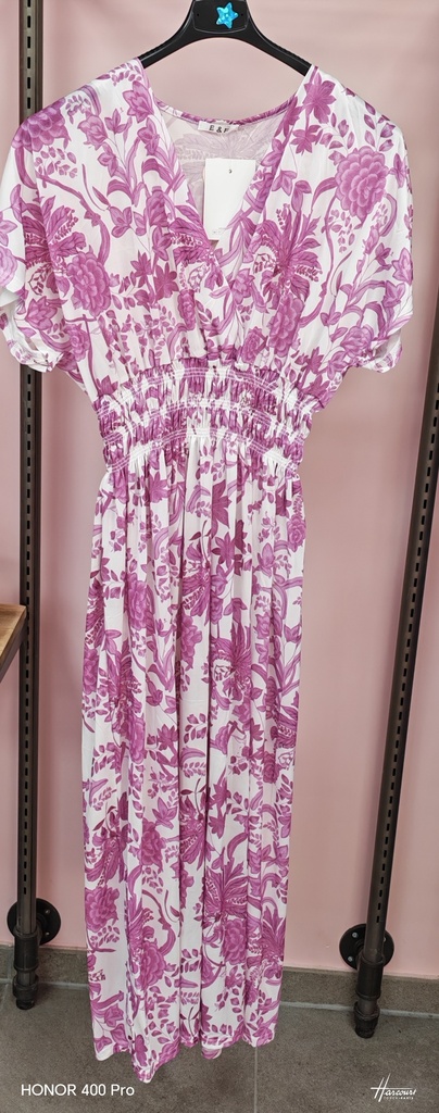 Robe Malia rose feuillage longue