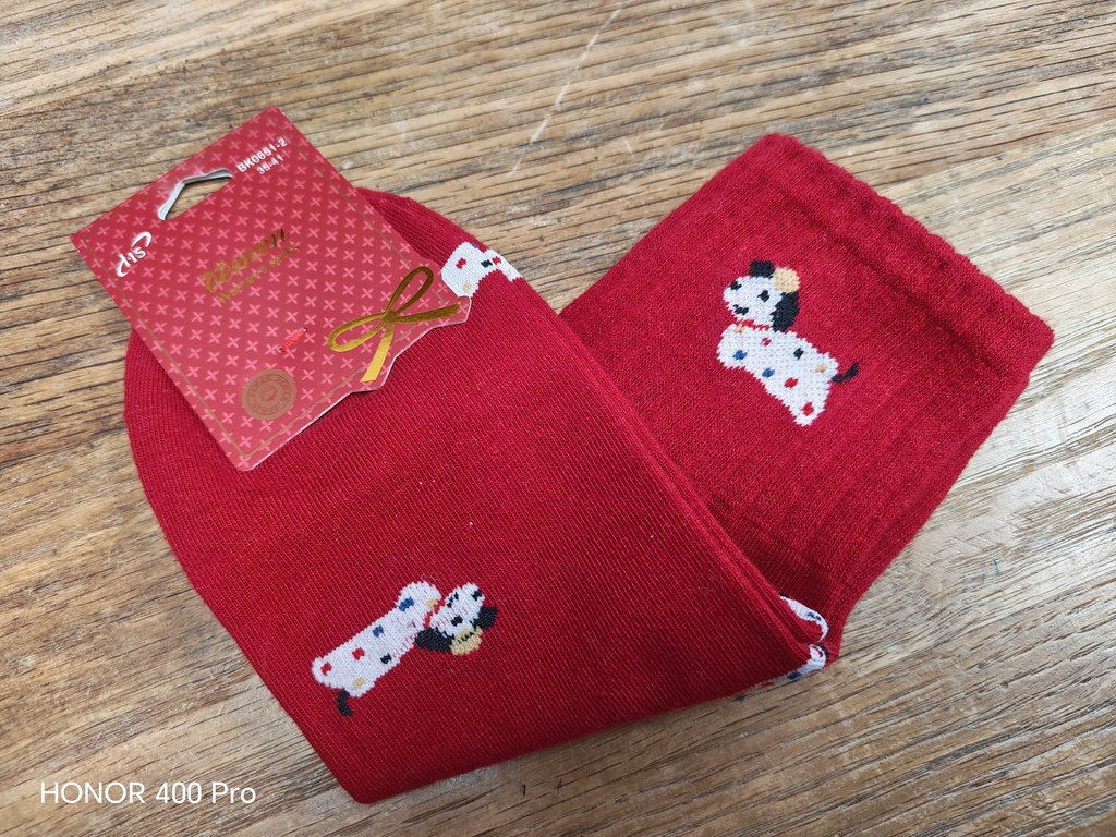 Chaussettes 35/41 - Multi-chiens rouge