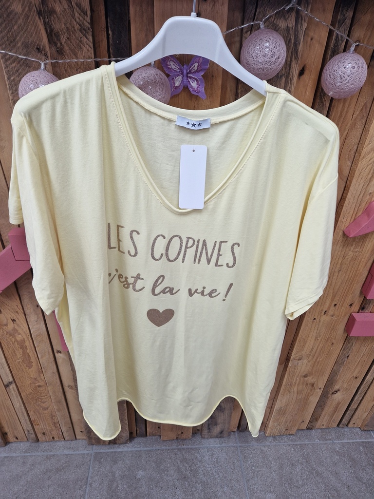 T-shirt les copines c'est la vie jaune
