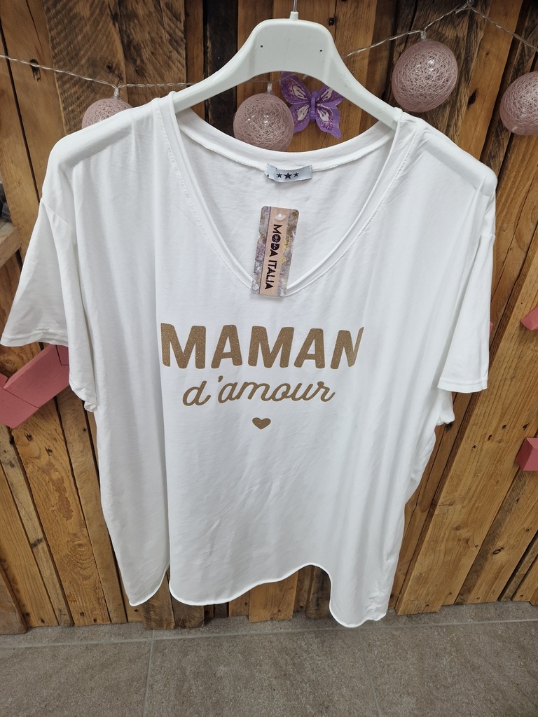 T-shirt "Maman d'amour" blanc