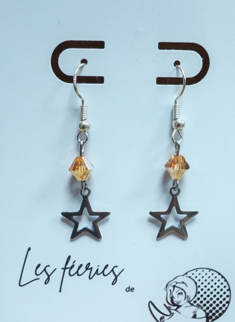 Boucles d'oreilles argentées Etoiles et toupies Aurum