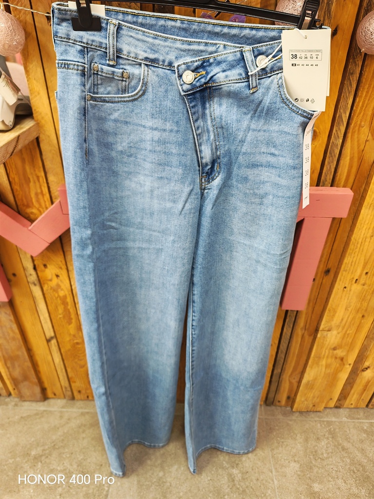 Jeans bleu Wide Leg croisé