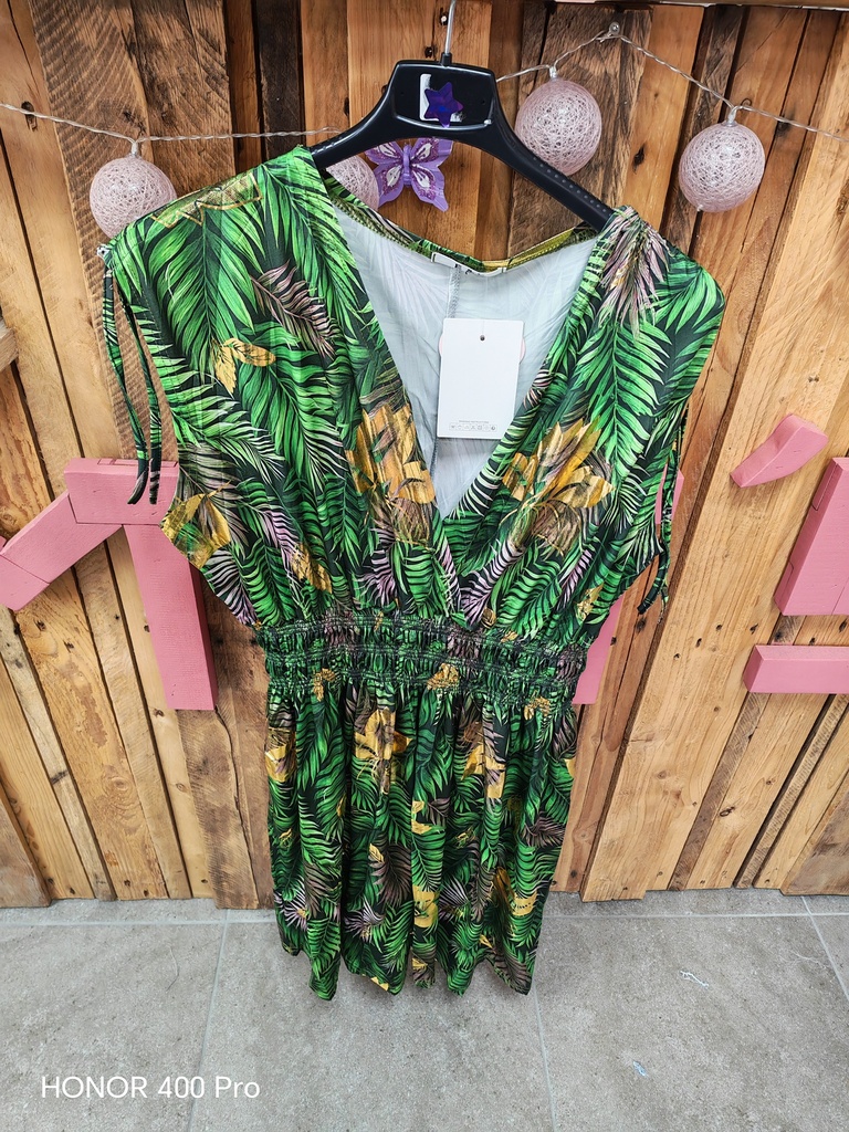 Robe courte "Savana" sans manches doré kaki