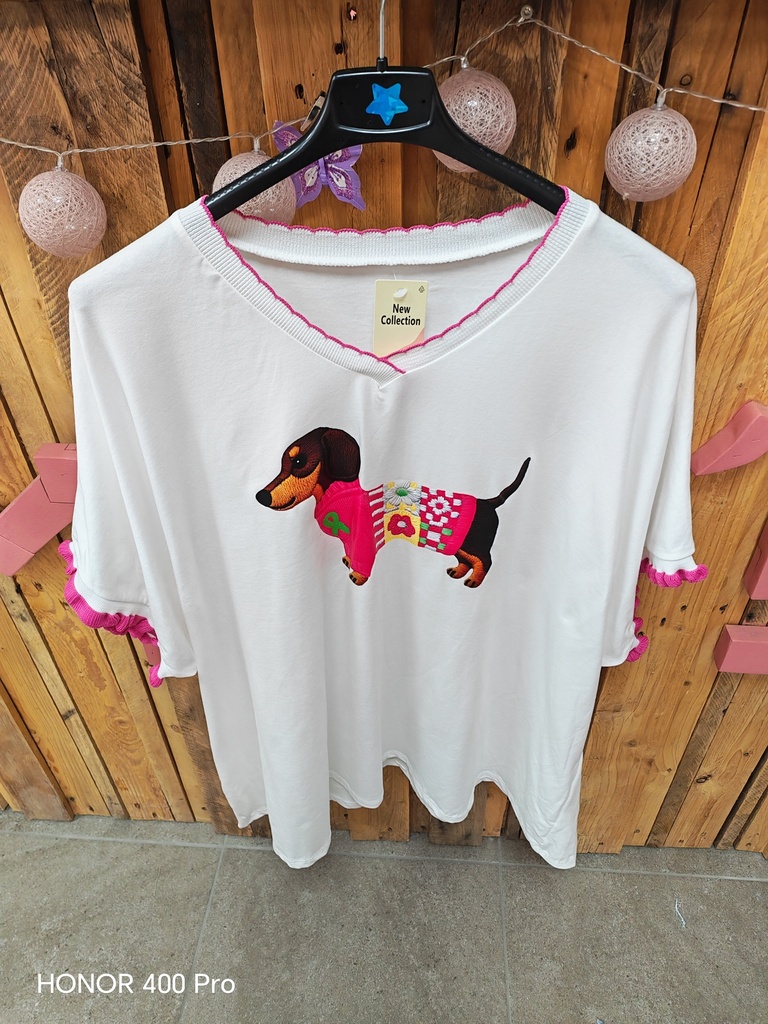 T-shirt Teckel Fuchsia