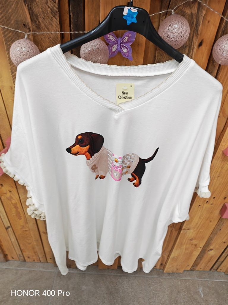 T-shirt Teckel beige