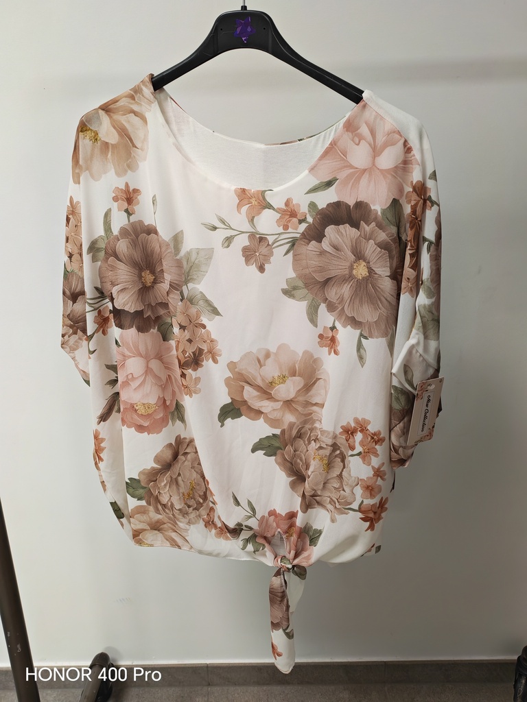 Blouse "Albertine" voile + doublure Fond blanc