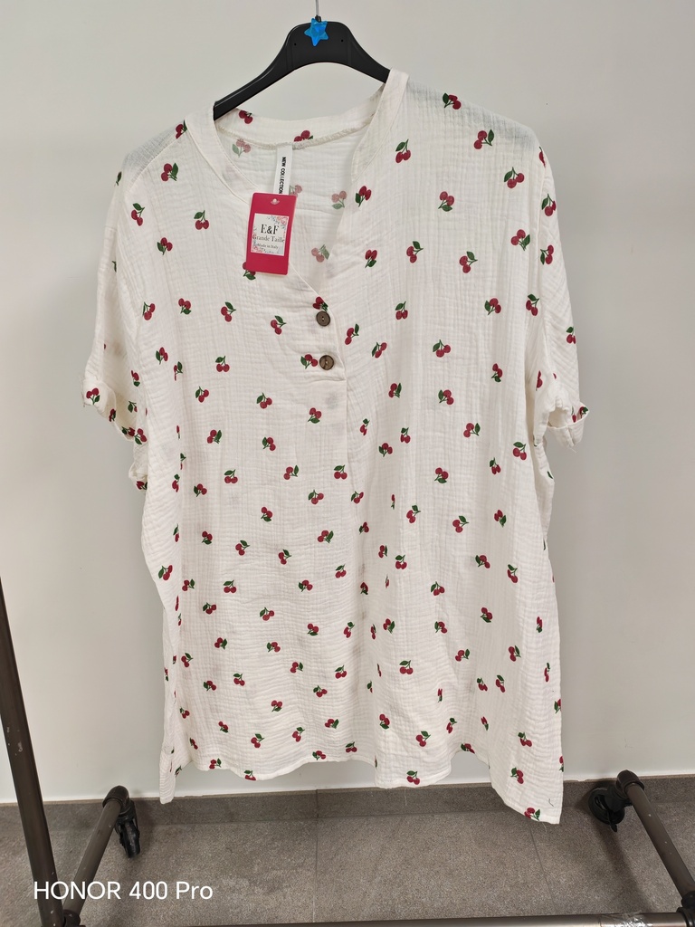 Robe/Blouse gaze de coton cerise